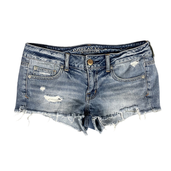 American Eagle Outfitters Pants - Women's American Eagle Outfitters Blue Distressed Jean Shorts Size 6